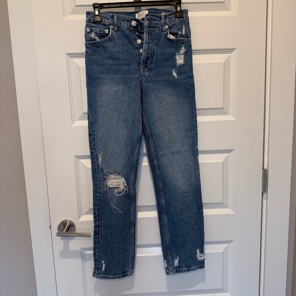 Rails Blue Distressed Straight Leg Jeans